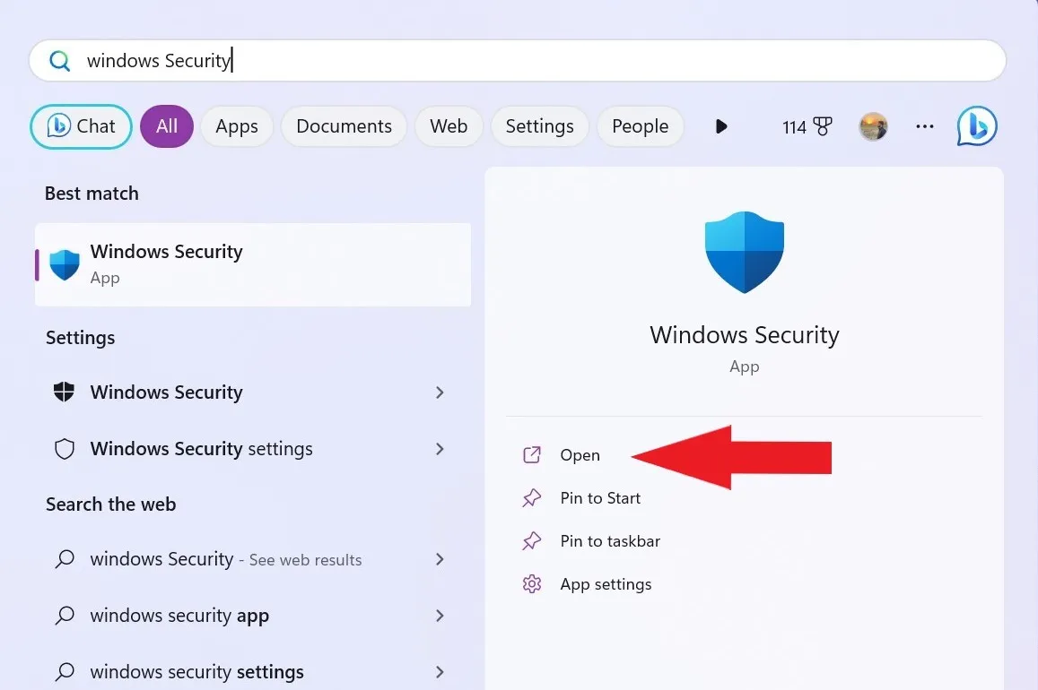 Поиск безопасности Windows