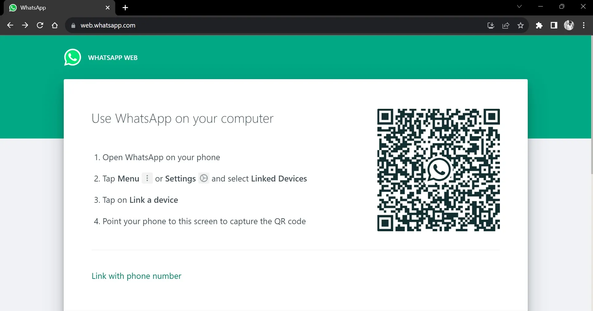 WhatsApp Web в Windows 11