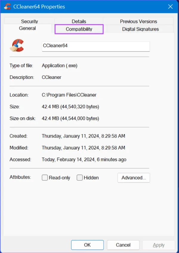 запустить ccleaner в режиме совместимости