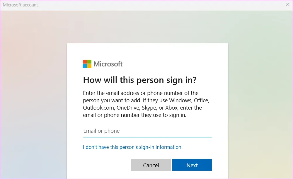 Создать учетную запись Microsoft в Windows