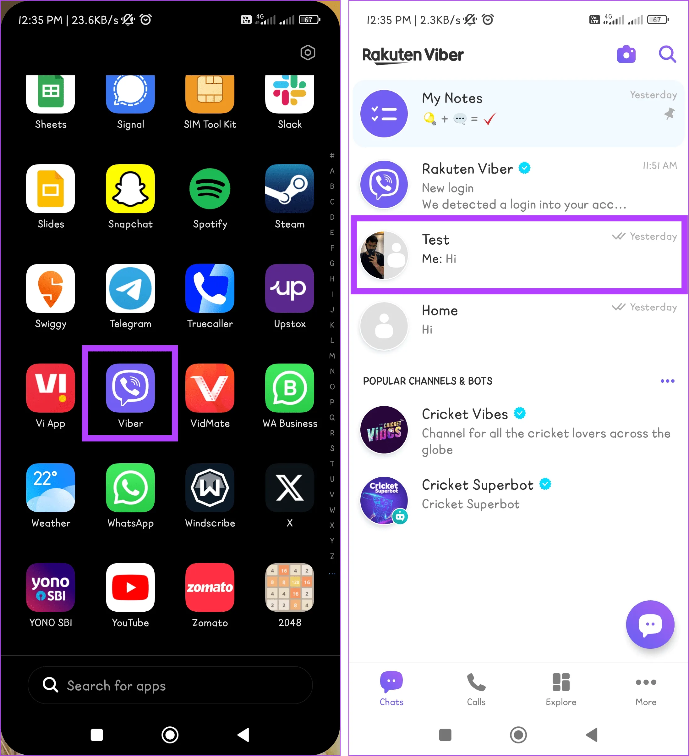 Откройте приложение Viber и найдите группу Viber.