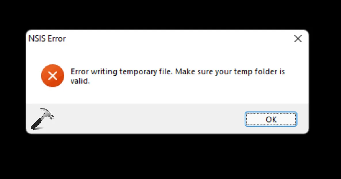 Ошибка записи временного файла. Убедитесь, что ваша временная папка действительна