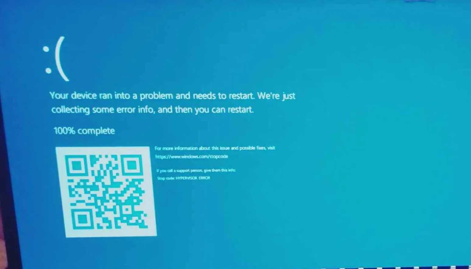HYPERVISOR_ERROR Синий экран в Windows 11