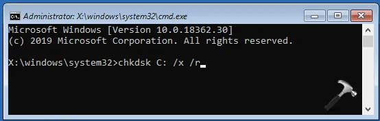 Использование инструмента командной строки chkdsk в Windows