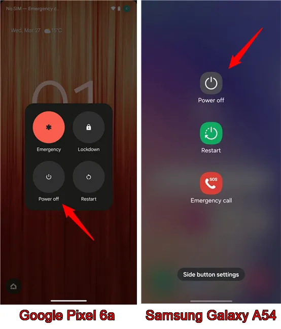 Нажмите кнопку выключения, чтобы выключить телефон Android.