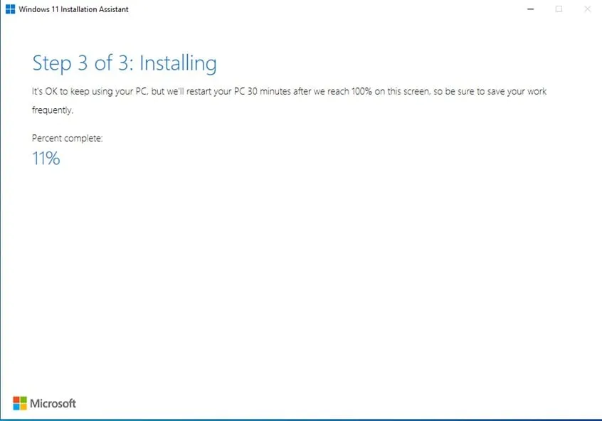 Помощник по установке Windows 11 устанавливает Windows 11