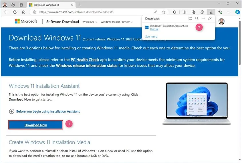 Загрузка помощника по установке Windows 11