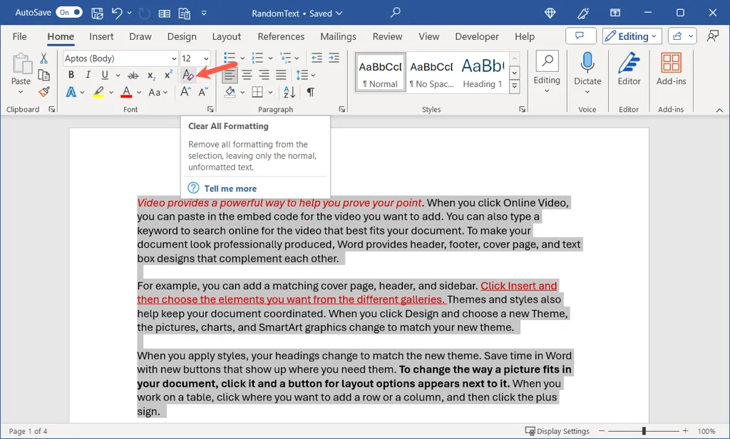 Как очистить форматирование в Microsoft Word, изображение 4