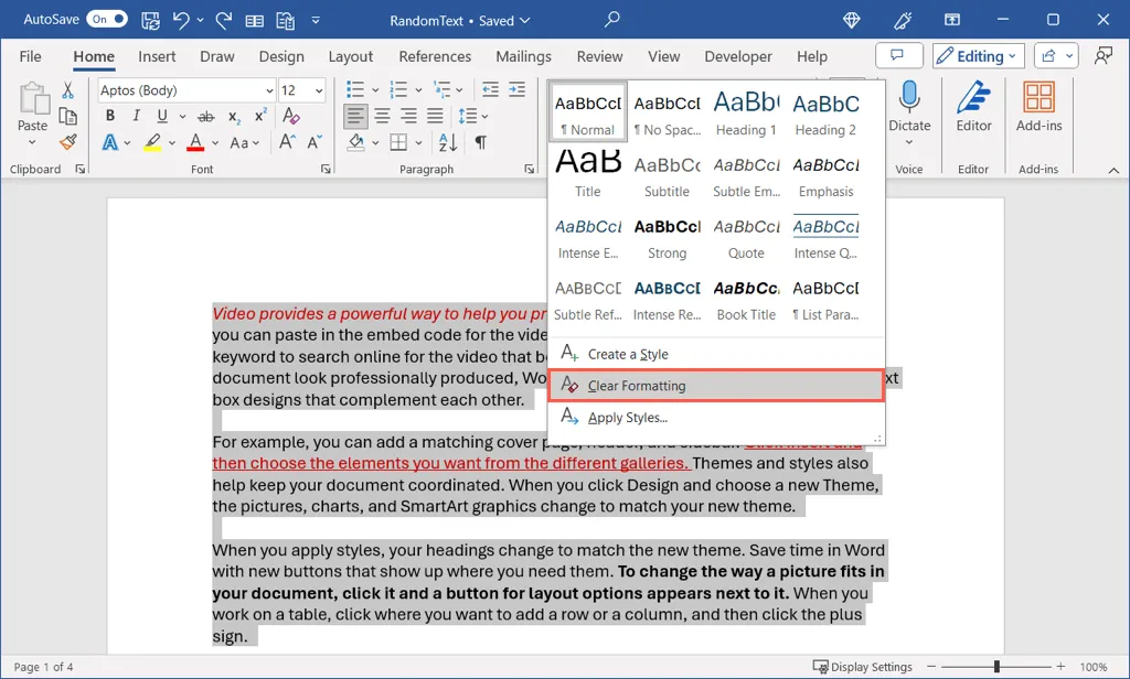 Как очистить форматирование в Microsoft Word, изображение 5