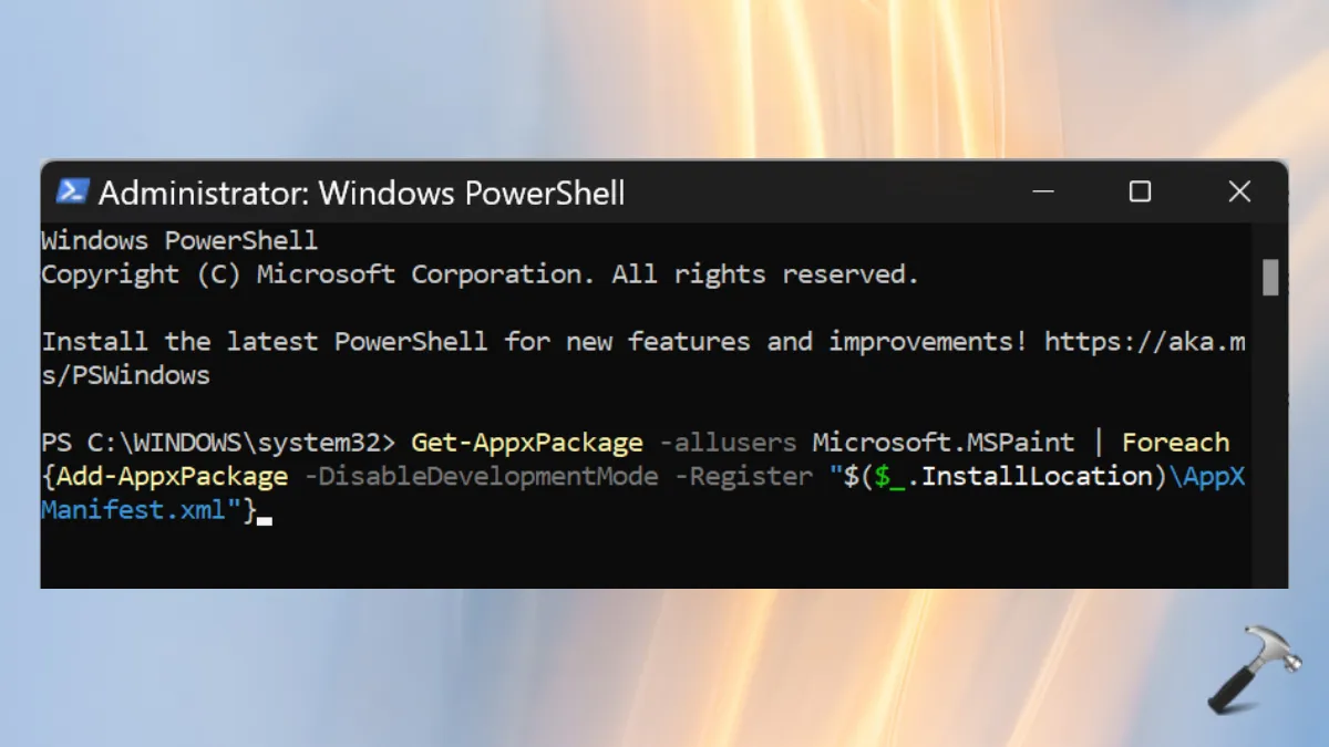 переустановить MS Pain в PowerShell