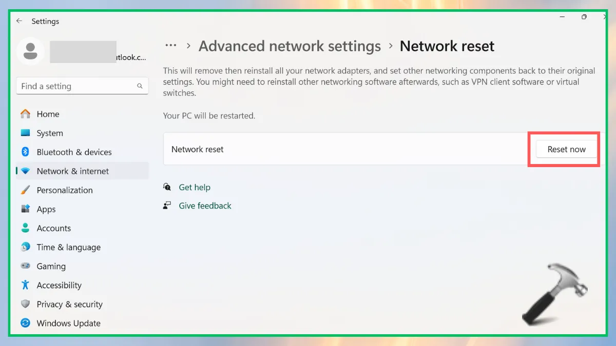 Сбросить настройки сети. Исправление: Ethernet не имеет допустимой конфигурации IP.