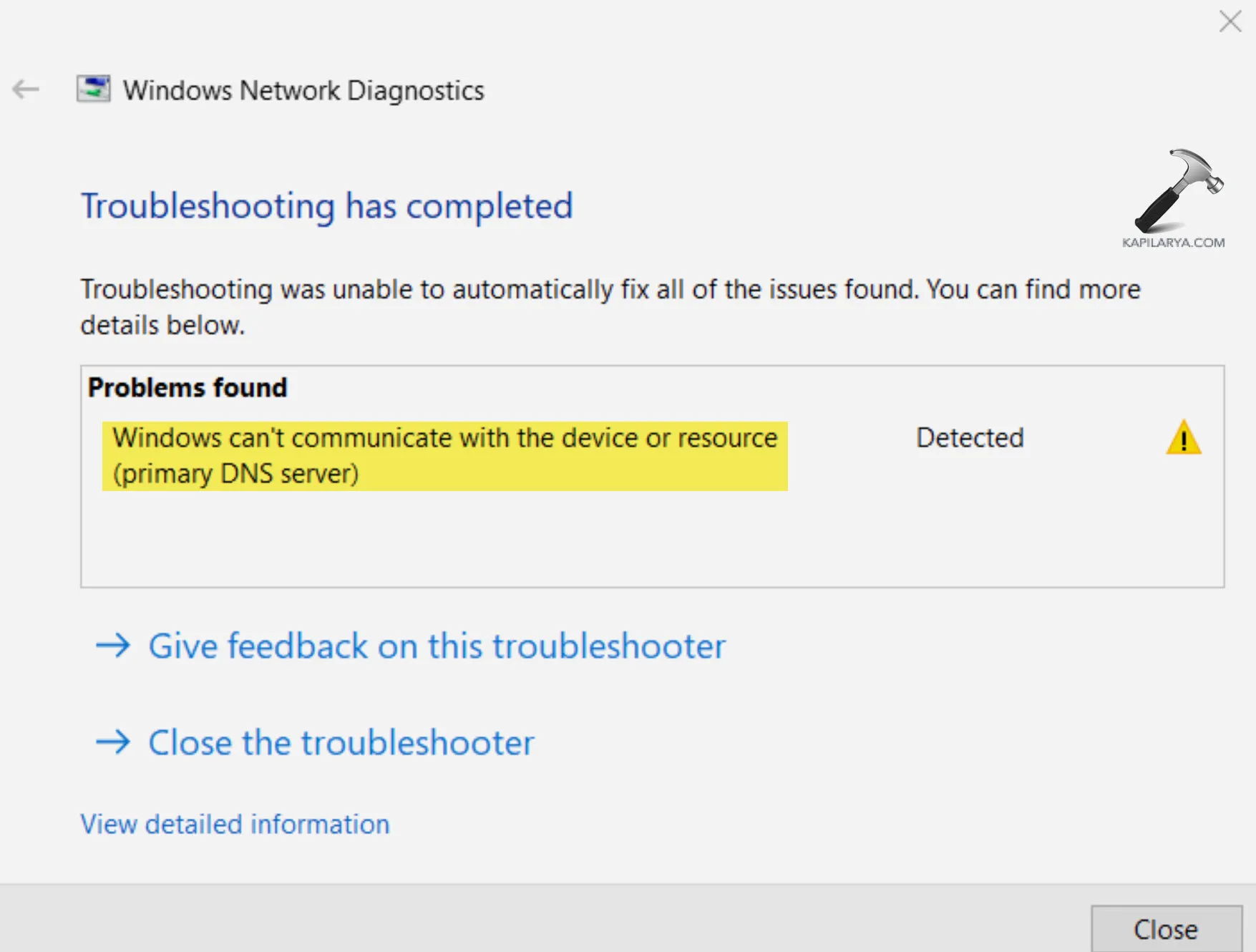 Windows не может связаться с устройством или ресурсом (основной DNS-сервер)
