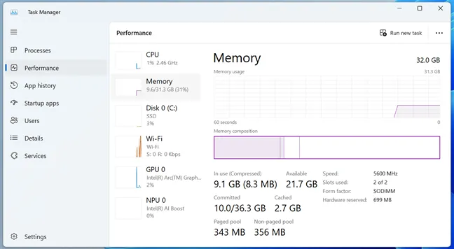 ASUS NUC 14 PRO+ оснащен 32 ГБ оперативной памяти.