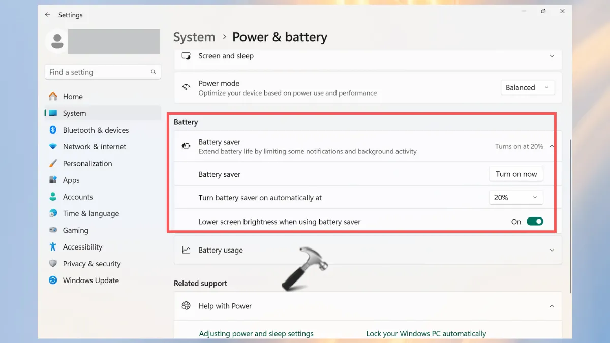 экономия заряда батареи для увеличения срока службы батареи в Windows 11