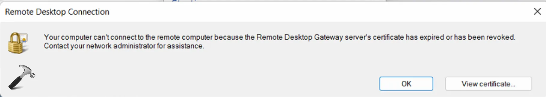 Исправление: срок действия сертификата сервера Remote Desktop Gateway истек