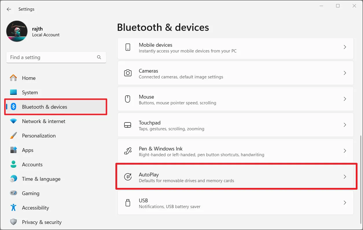 Bluetooth и устройства > Автовоспроизведение