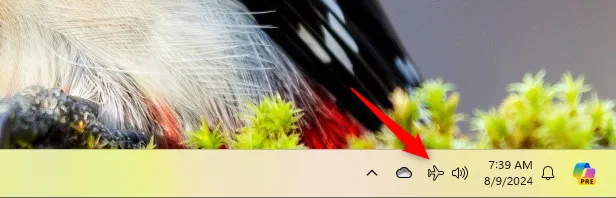 Значок режима «В самолете» в Windows 11