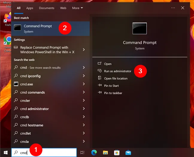 Откройте командную строку в Windows 10