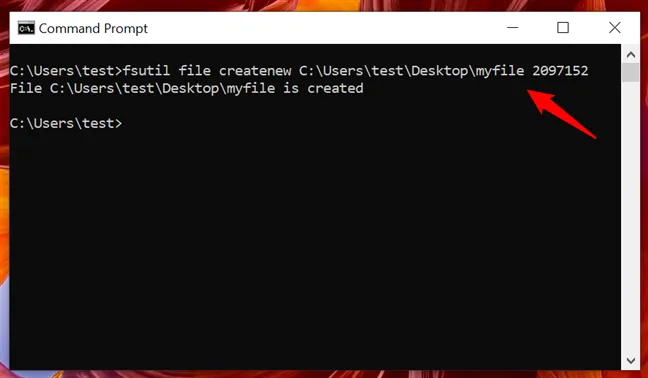Создание файла с помощью второй команды