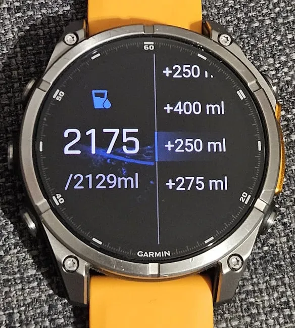 Регистрация воды на Garmin Fenix ​​8