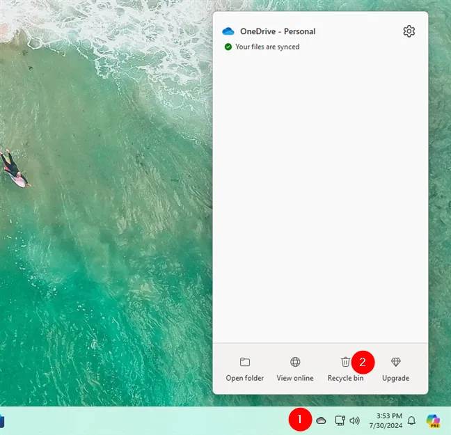 Откройте корзину OneDrive в Windows 11
