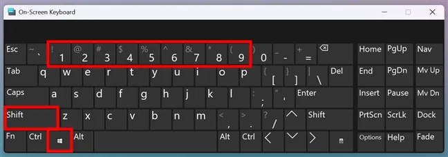 Удерживайте клавиши Windows и Shift, одновременно нажимая соответствующую цифру.