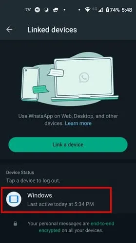 Выйти из WhatsApp