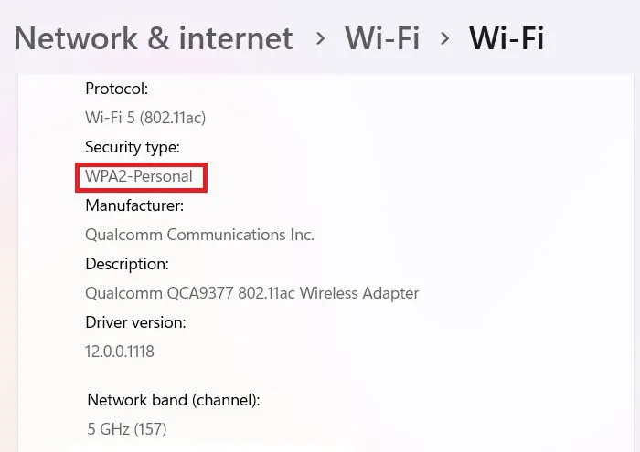 Протокол шифрования Wi-Fi WPA-2 для данной сети Wi-Fi.