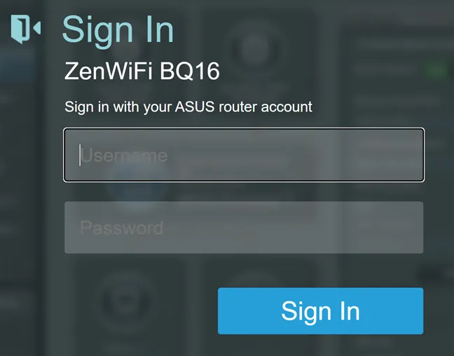 Войдите в свой маршрутизатор ASUS или ZenWiFi