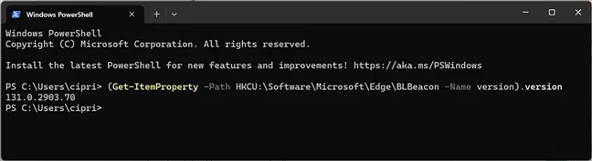 Как проверить версию Microsoft Edge с помощью PowerShell