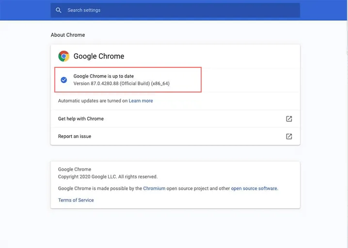 Проверка и обновление версии Google Chrome