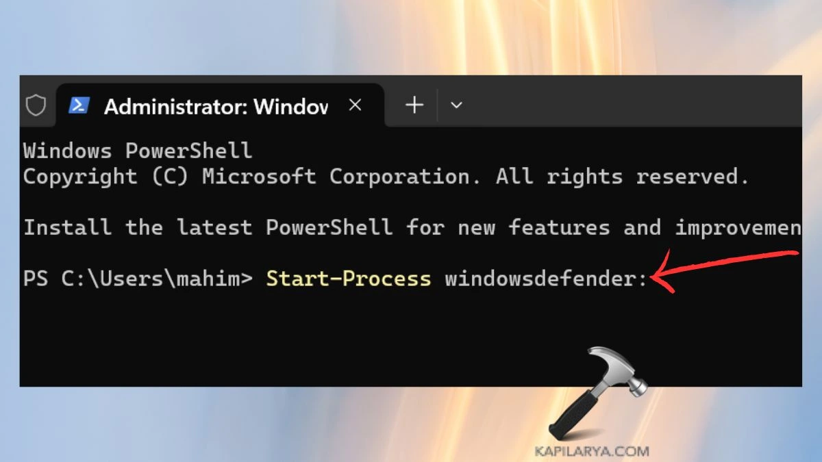 Используйте PowerShell для открытия окна «Безопасность Windows» в Windows 11