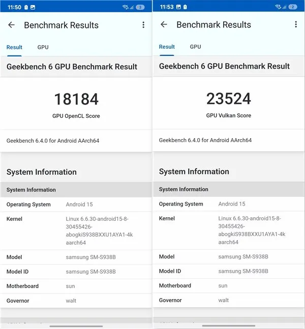 Результаты тестов графического процессора в Geekbench 6