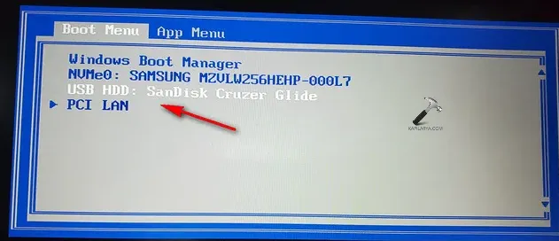 Проверка USB в меню загрузки