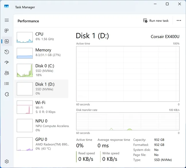 Corsair EX400U немедленно обнаруживается Windows 11