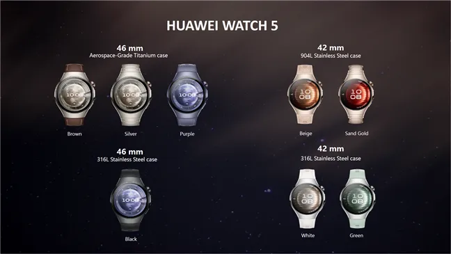 Все размеры и цветовые решения для HUAWEI WATCH 5