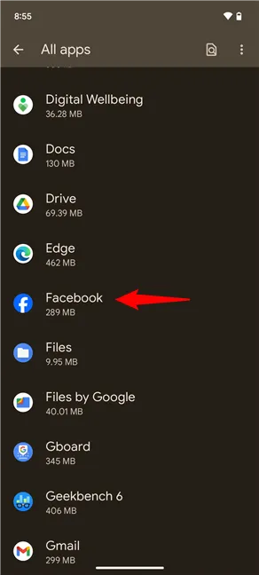 Найдите и выберите приложение для сброса настроек на вашем Android-устройстве.
