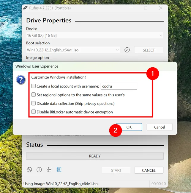 Rufus может настроить USB-накопитель Windows 10