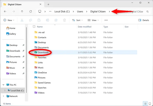 Место загрузки Microsoft Edge по умолчанию