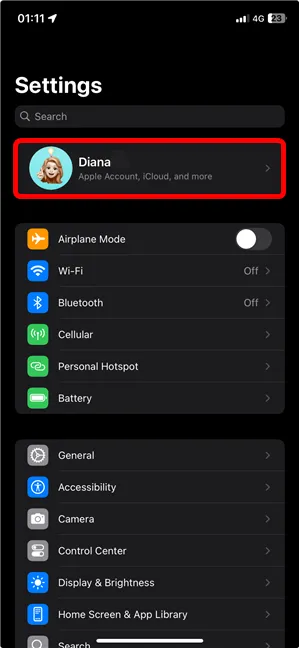 Вход в учетную запись Apple в настройках iPhone