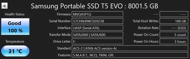 Технические характеристики Samsung T5 Evo