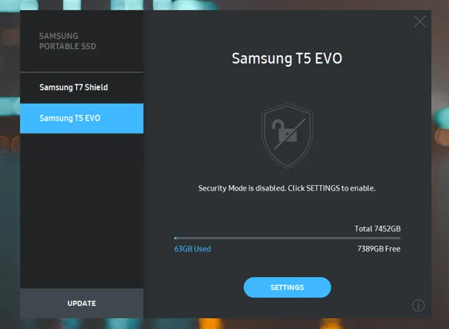 Вы можете зашифровать Samsung T5 Evo