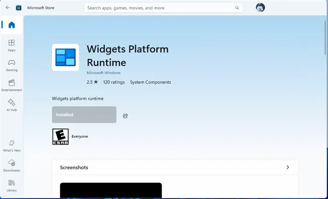 В Windows 11 также есть среда выполнения Widgets Platform.