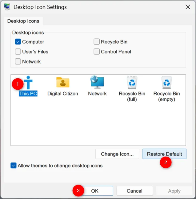 Как сбросить значки на рабочем столе в Windows 11