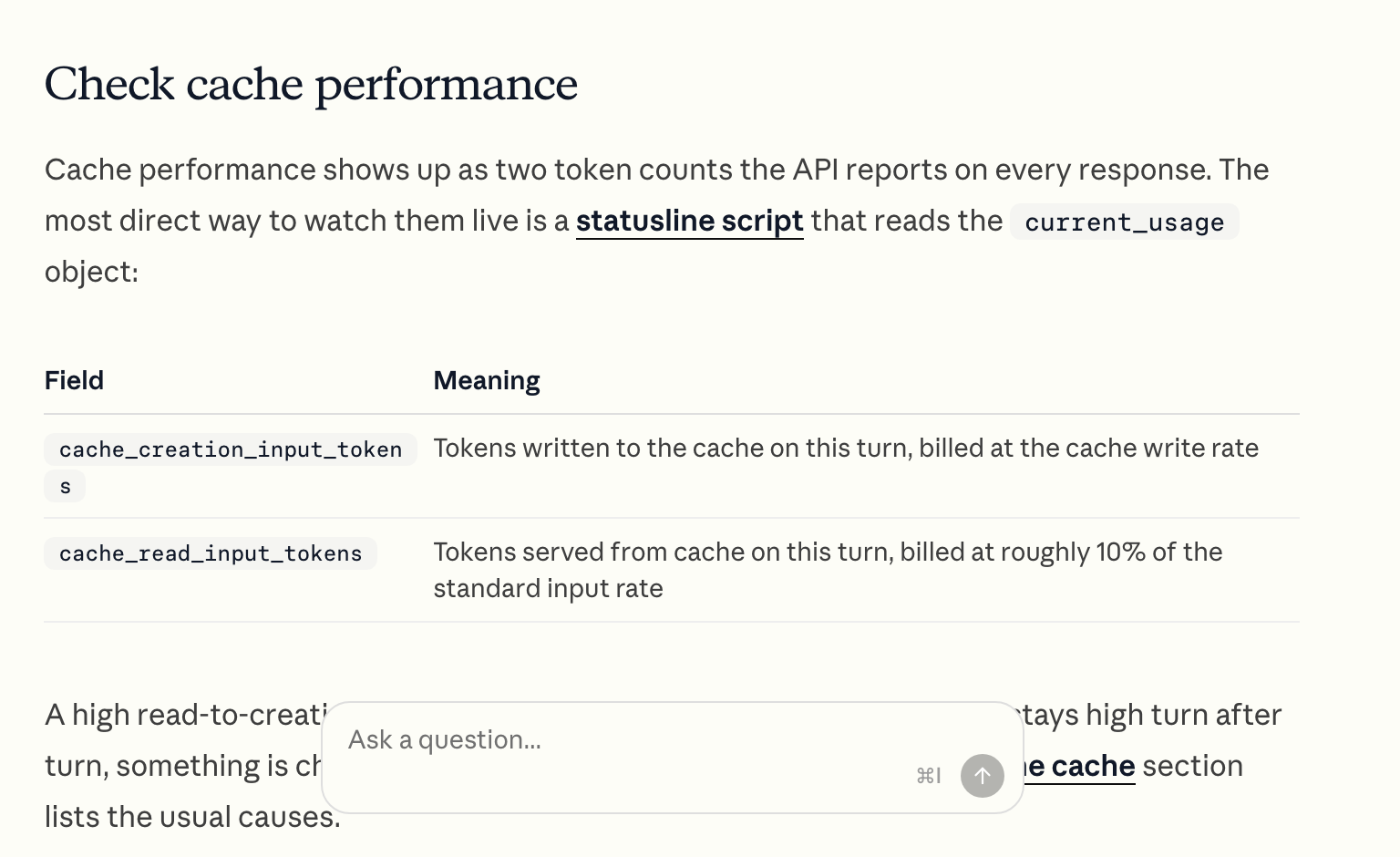 Официальная документация Claude Code: поля cache_creation_input_tokens и cache_read_input_tokens