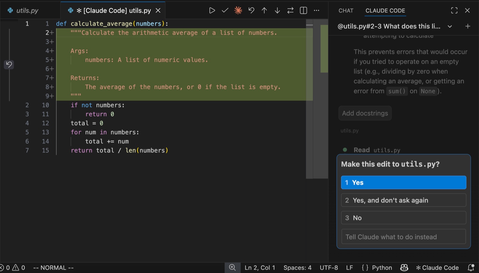 Claude Code в VS Code: агент вносит правки