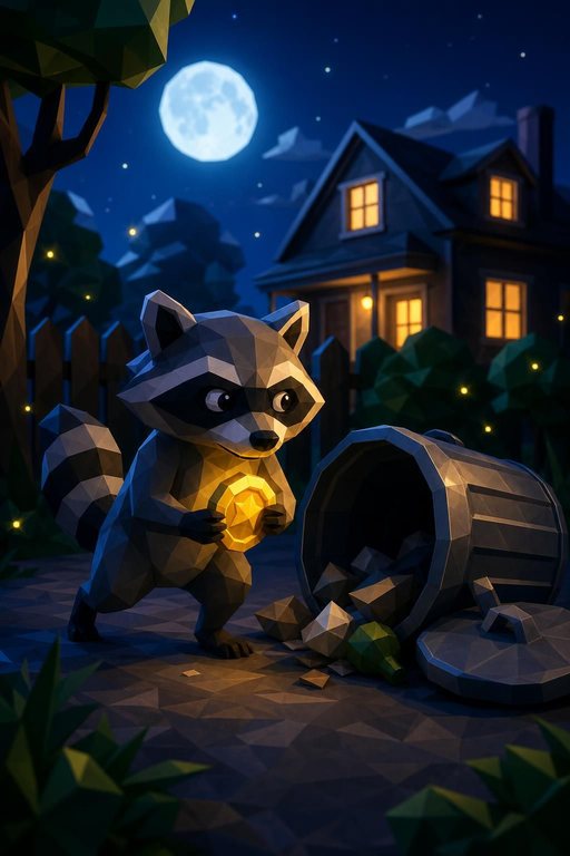 Титульная арт-иллюстрация Raccoon Heist, сгенерированная агентом через gpt-image-2